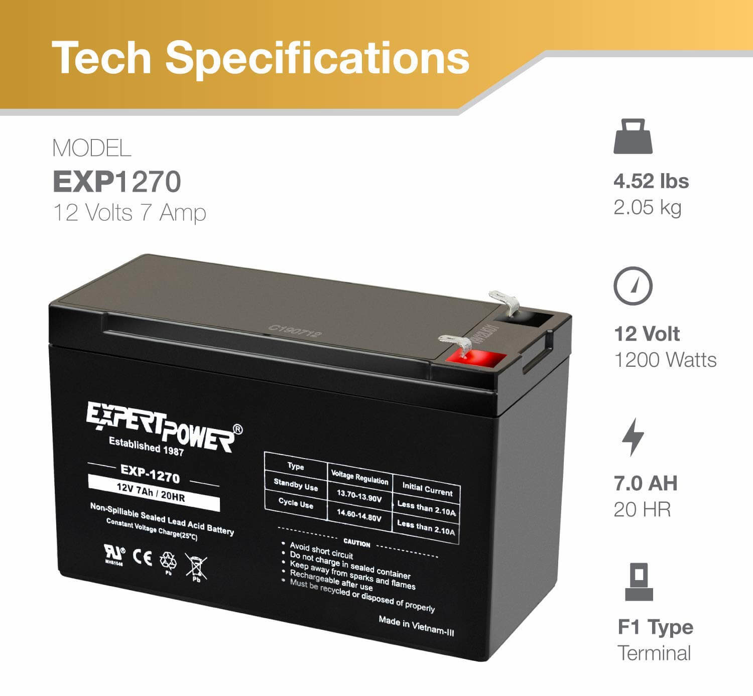 ExpertPower Rechargeable battery