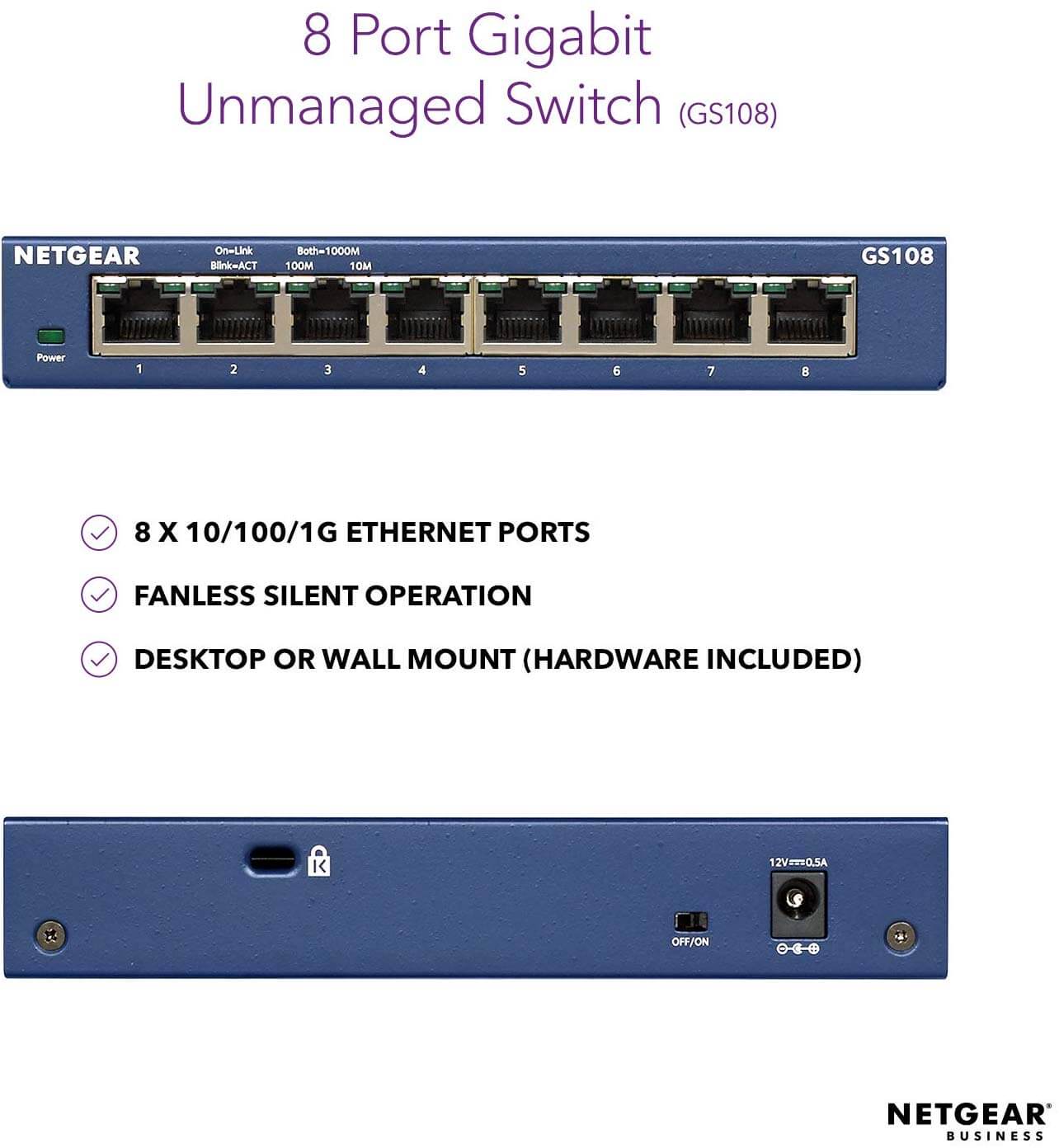  NETGEAR 8-Port Gigabit Ethernet Unmanaged Switch