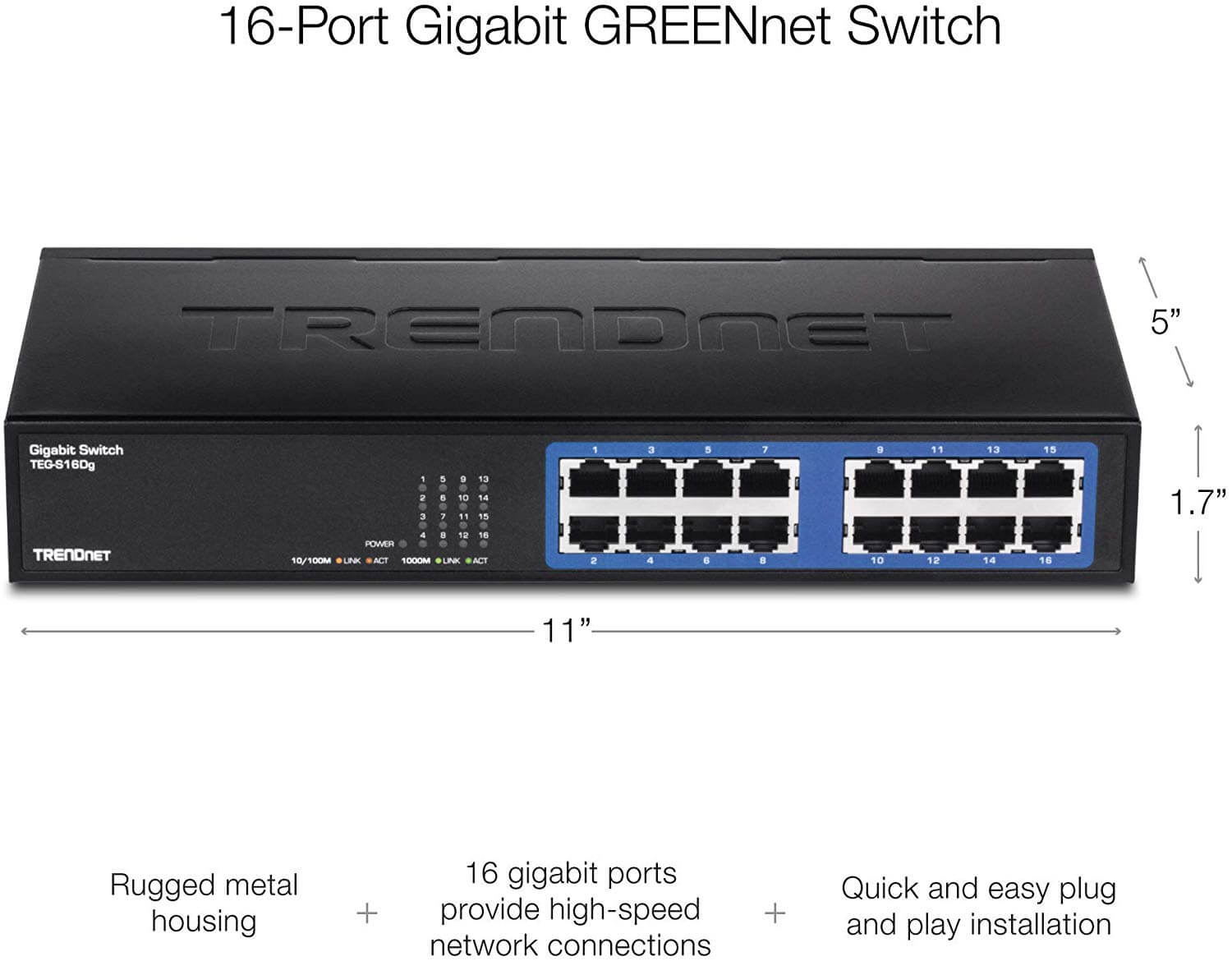 TRENDnet 16-Port Unmanaged Gigabit Switch